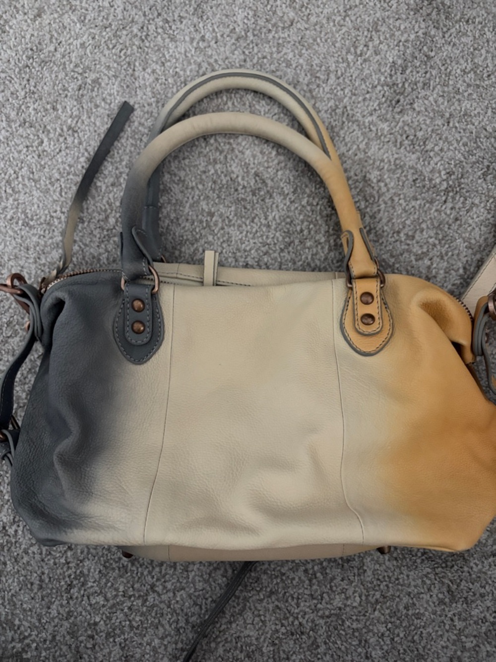 Free People Italian Straw Ombre Baby Emerson Leather Satchel - Beige, Gray & Tan - Picture 3 of 4